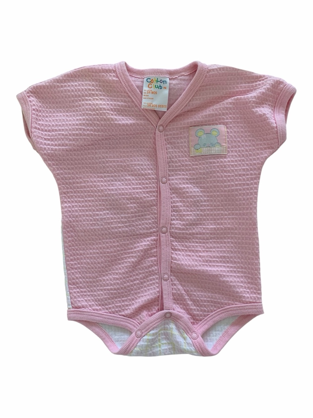 Vintage Romper Cotton Club One Piece Onesie Girls 3/6 M Pink Short Sleeves Mouse